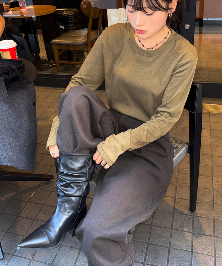 【起毛】ソフトラウンド長袖Tシャツ(6color) BEIGE