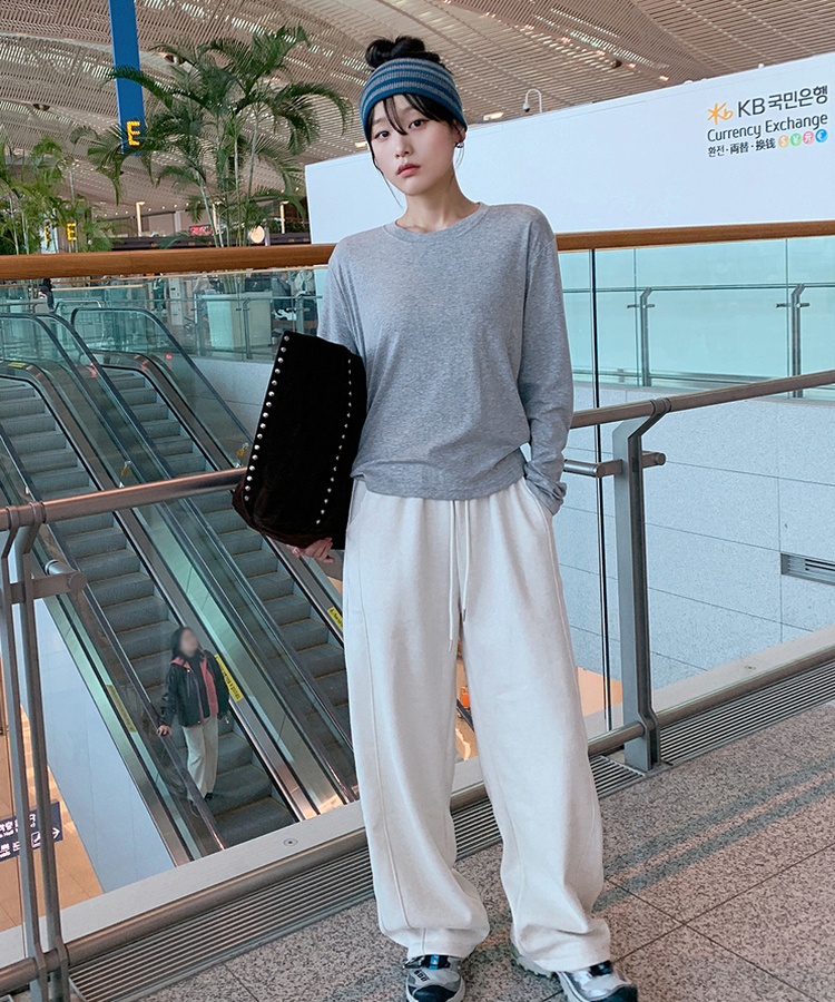 【起毛】ソフトラウンド長袖Tシャツ(6color) MELANGE GRAY