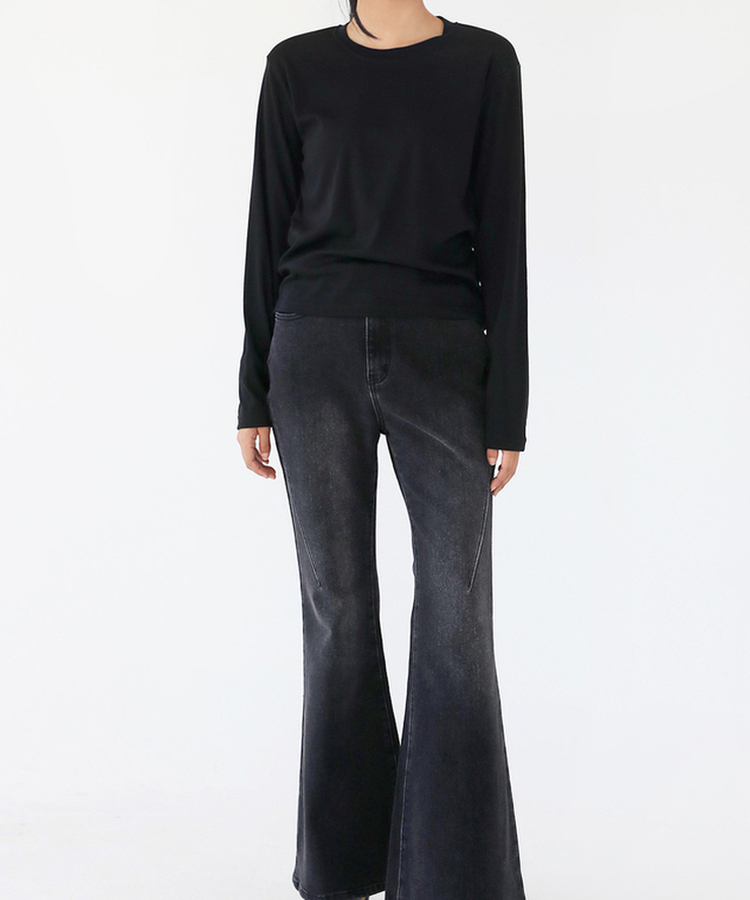 【起毛】ソフトラウンド長袖Tシャツ(6color) BLACK