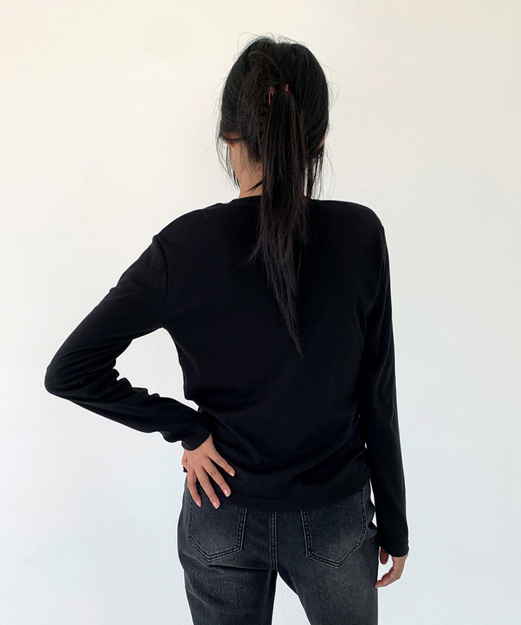 【起毛】ソフトラウンド長袖Tシャツ(6color) BLACK