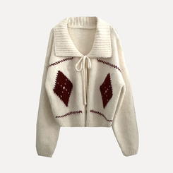 캐럴 노르딕 리본 루즈핏 볼레로 니트가디건