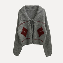 캐럴 노르딕 리본 루즈핏 볼레로 니트가디건