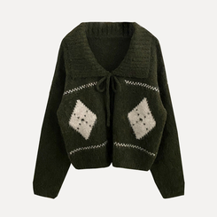 캐럴 노르딕 리본 루즈핏 볼레로 니트가디건