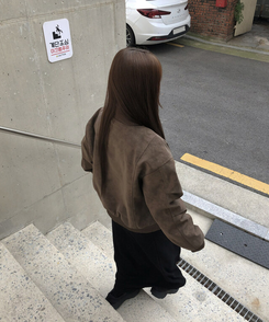 スエードハーフネックジップアップジャケット BROWN