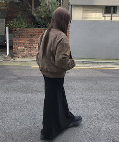 スエードハーフネックジップアップジャケット BROWN