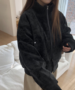 スエードハーフネックジップアップジャケット BLACK