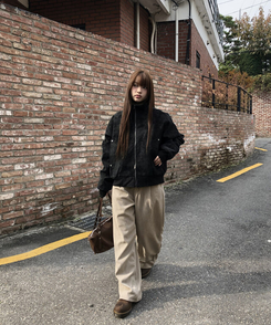 スエードハーフネックジップアップジャケット BLACK