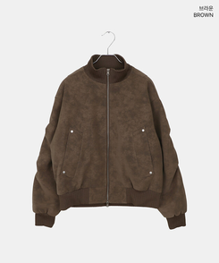 スエードハーフネックジップアップジャケット