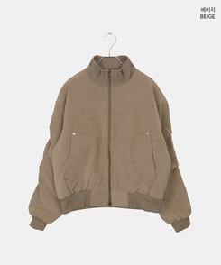 スエードハーフネックジップアップジャケット