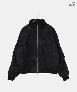 スエードハーフネックジップアップジャケット