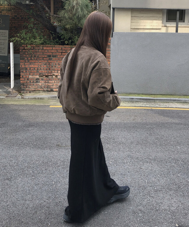 スエードハーフネックジップアップジャケット BROWN