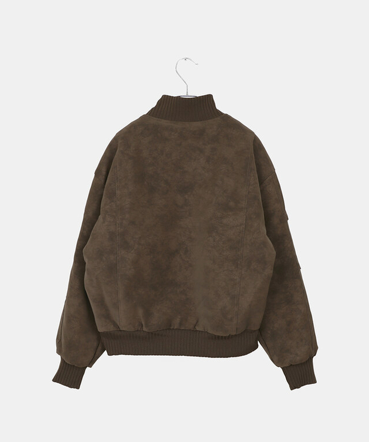 スエードハーフネックジップアップジャケット