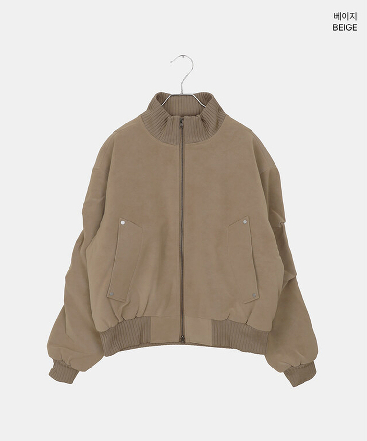 スエードハーフネックジップアップジャケット