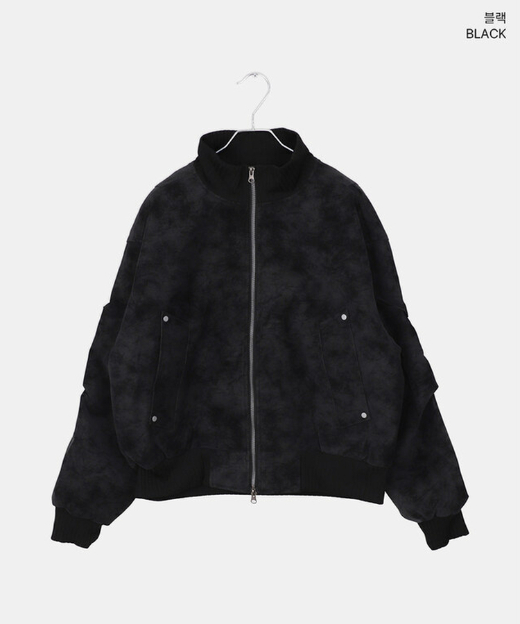 スエードハーフネックジップアップジャケット