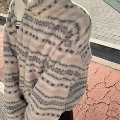 한겨울까지 따뜻한 스노우 노르딕 스트링 오버핏 겨울 플리스 점퍼 아방핏 후리스 아우터 양털 자켓 3color 베이지