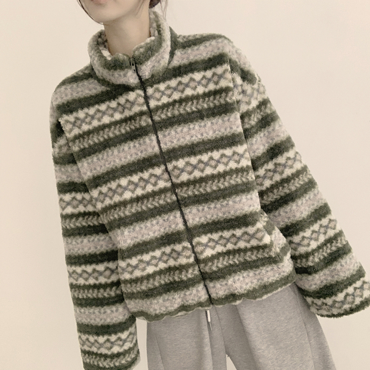 한겨울까지 따뜻한 스노우 노르딕 스트링 오버핏 겨울 플리스 점퍼 아방핏 후리스 아우터 양털 자켓 3color 카키