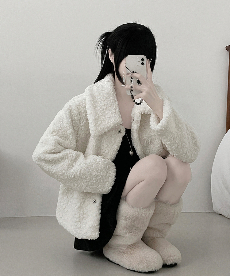 로펌빅카라양털뽀글이숏자켓