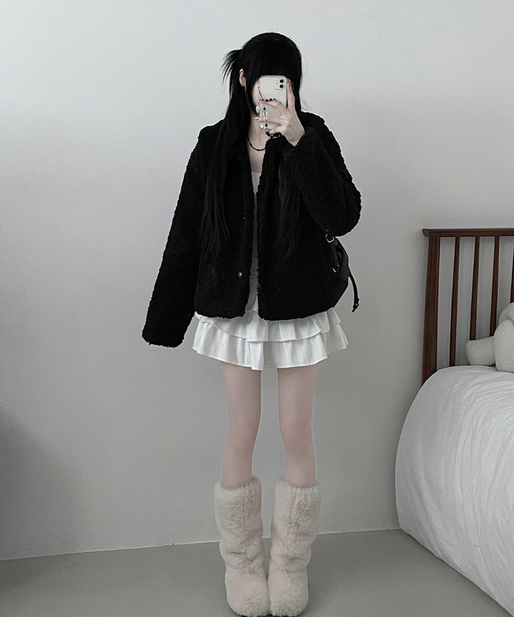 로펌빅카라양털뽀글이숏자켓