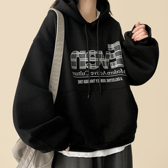 【起毛】チェックポイントパーカー BLACK