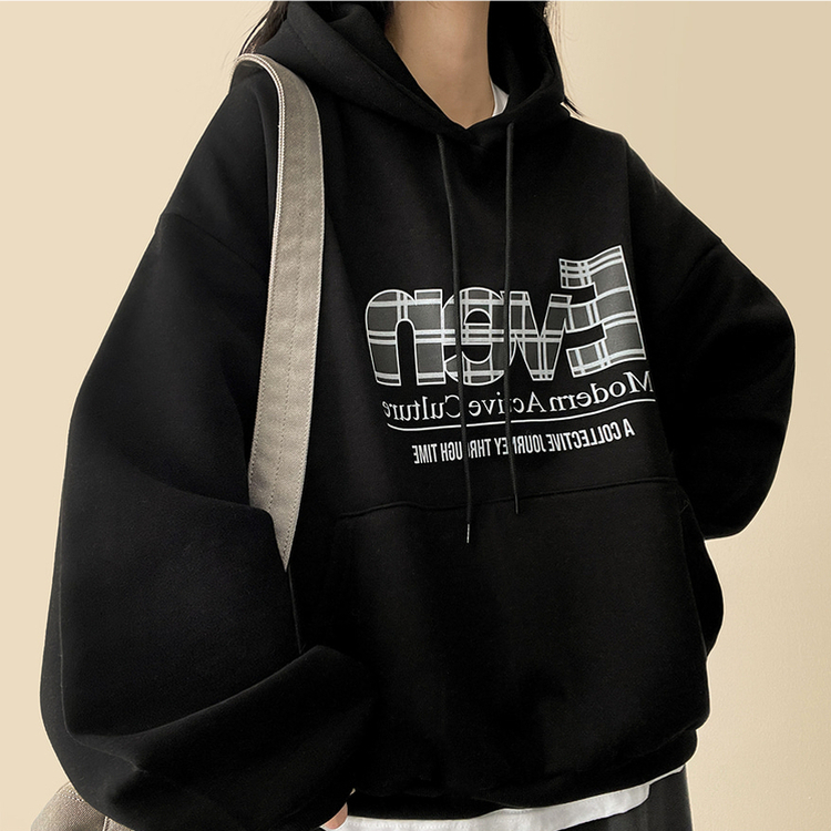 【起毛】チェックポイントパーカー BLACK