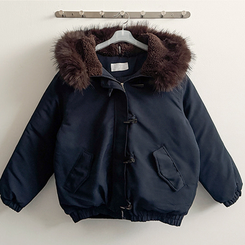 ボタンファーフードダウンジャンパー