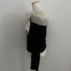 베이비 쉬폰 리본 오프숄더 탑 긴팔 티셔츠