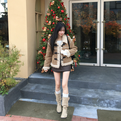 スエードベルトバックルミドルブーツ BEIGE