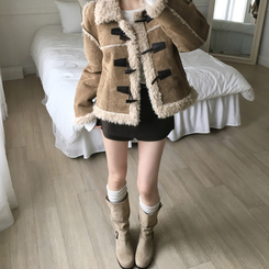 スエードベルトバックルミドルブーツ BEIGE