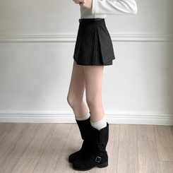 スエードベルトバックルミドルブーツ BLACK