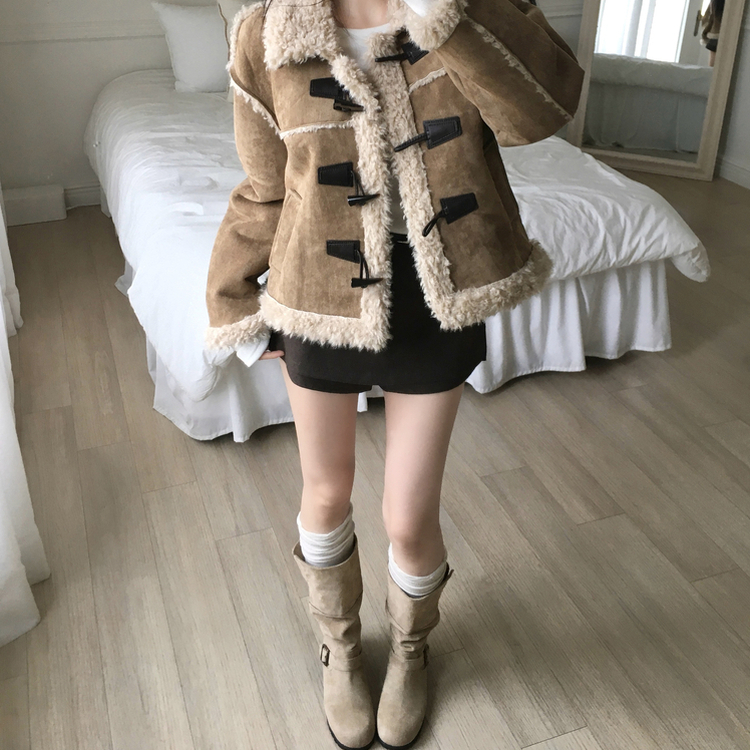 スエードベルトバックルミドルブーツ BEIGE