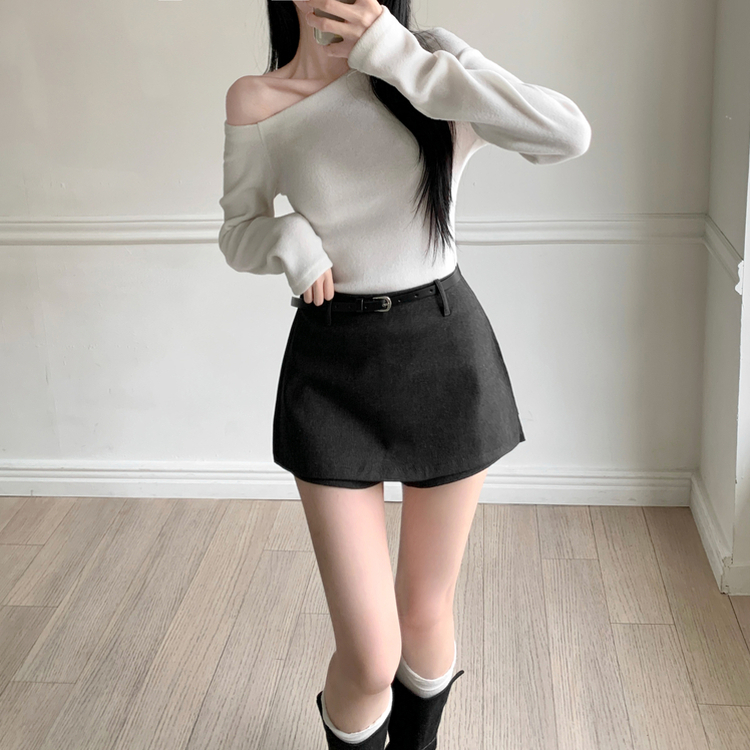 スエードベルトバックルミドルブーツ BLACK