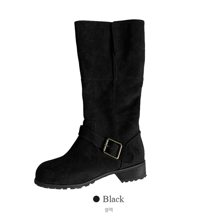 スエードベルトバックルミドルブーツ