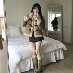 厚手スエードショートムスタンコート BEIGE