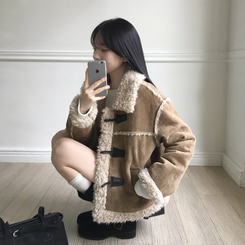 厚手スエードショートムスタンコート BEIGE