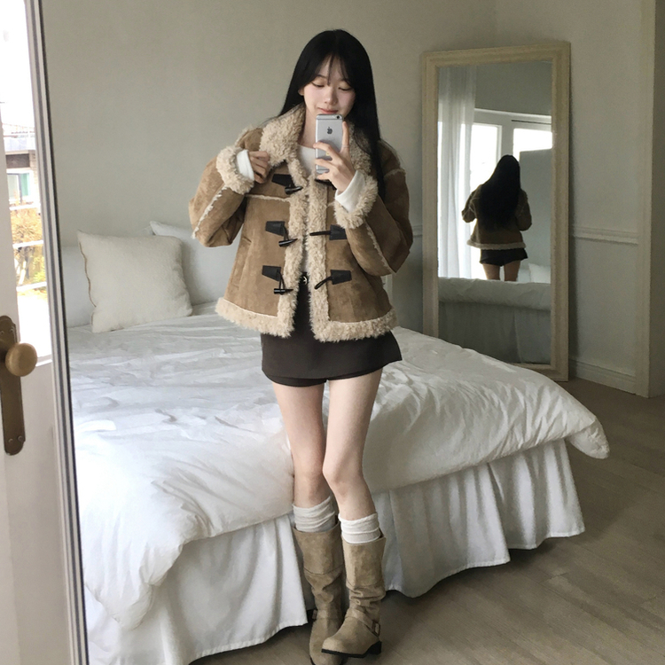 厚手スエードショートムスタンコート BEIGE