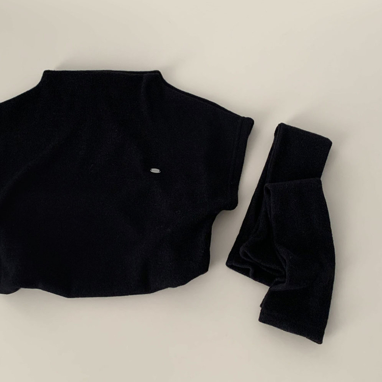 보드리 반폴라 캡소매 팬던트 반팔 편안한 워머 투피스 세트