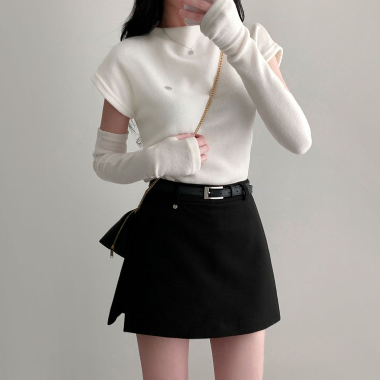 보드리 반폴라 캡소매 팬던트 반팔 편안한 워머 투피스 세트 아이보리