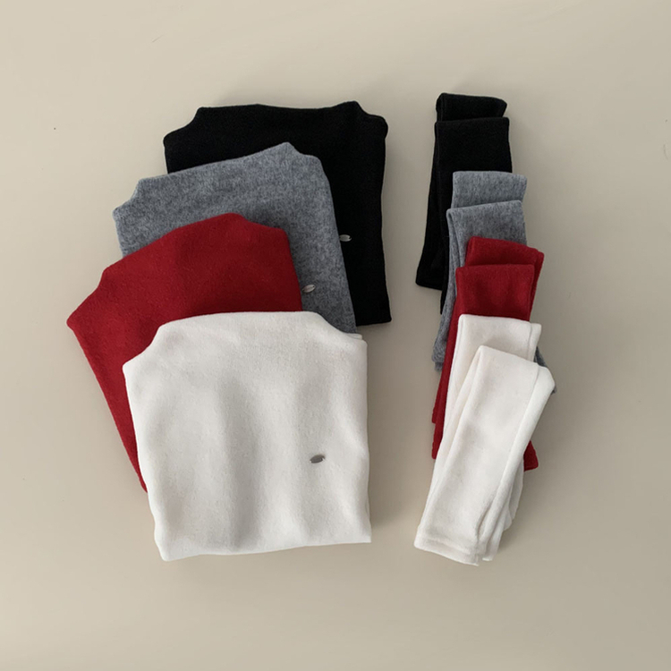 보드리 반폴라 캡소매 팬던트 반팔 편안한 워머 투피스 세트