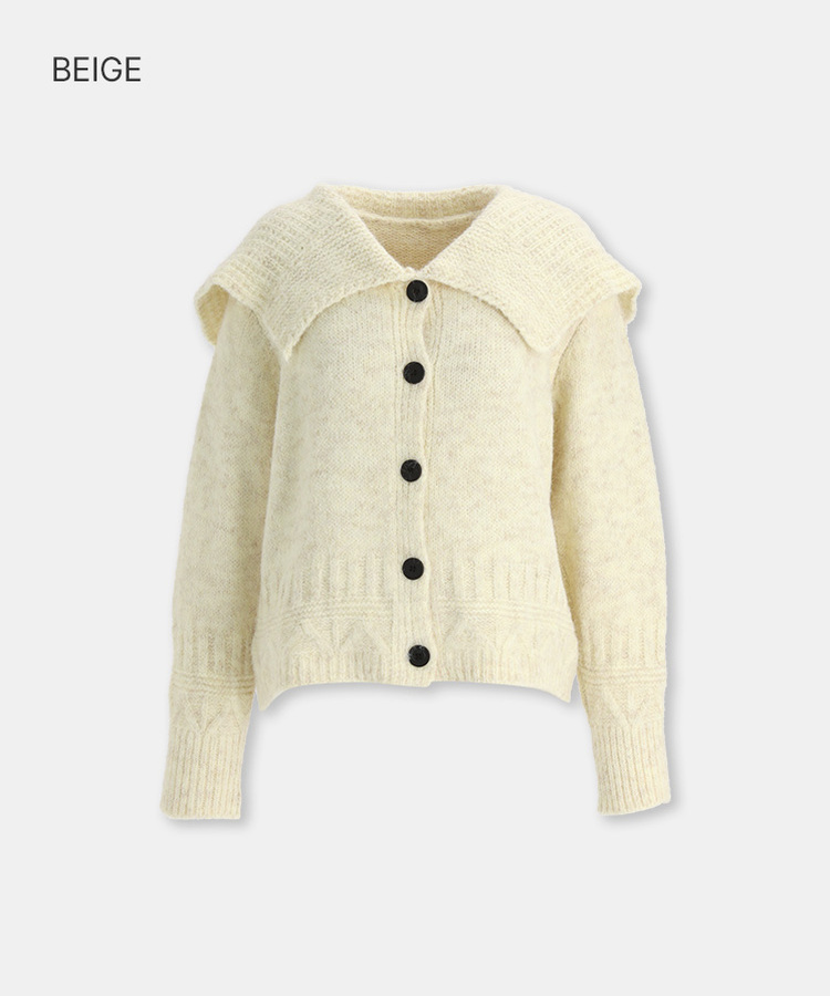 セーラーカラーニットカーディガン BEIGE