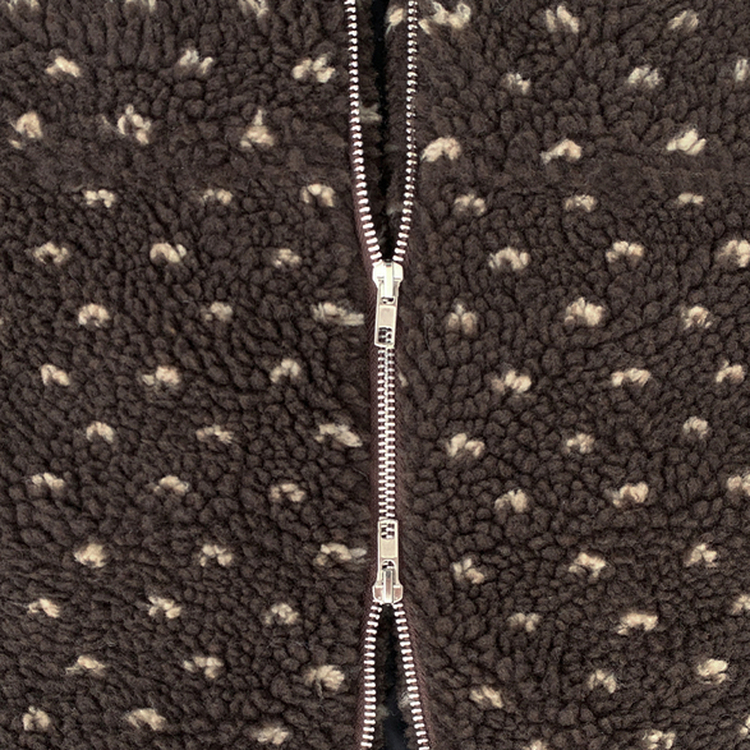 미찌 누빔 안감 도트 뽀글이 스트링 후드 집업 점퍼