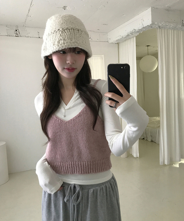 미우 카라 티셔츠 레이어드용 텐셀 카라티 아이보리