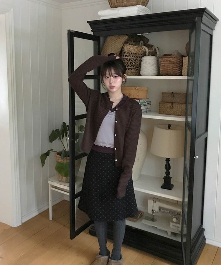 미우 카라 티셔츠 레이어드용 텐셀 카라티 다크퍼플