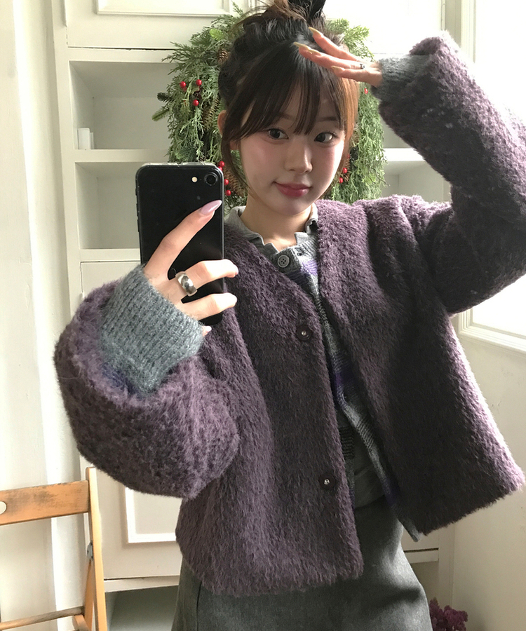 미우 카라 티셔츠 레이어드용 텐셀 카라티 그레이