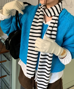 フィンガーホールニットロング手袋(5color) IVORY