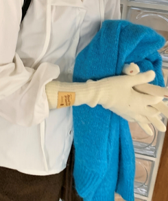 フィンガーホールニットロング手袋(5color) IVORY