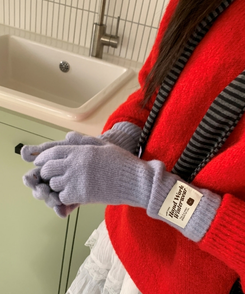 フィンガーホールニットロング手袋(5color) SKY BLUE