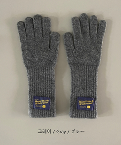 フィンガーホールニットロング手袋(5color)