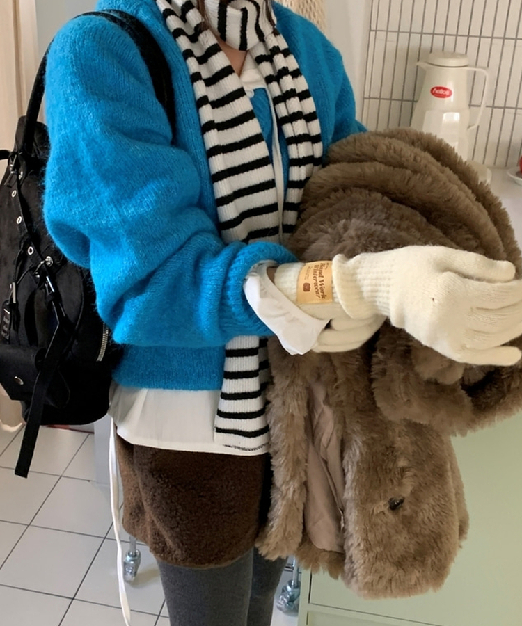 フィンガーホールニットロング手袋(5color) IVORY