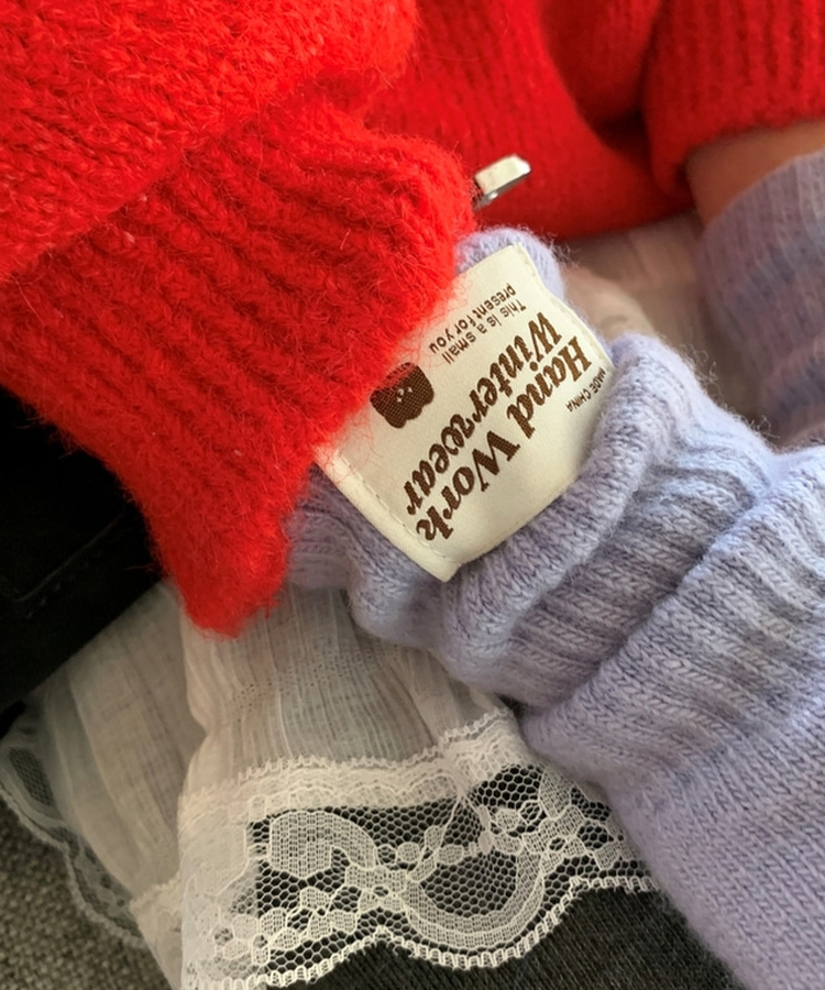 フィンガーホールニットロング手袋(5color) SKY BLUE