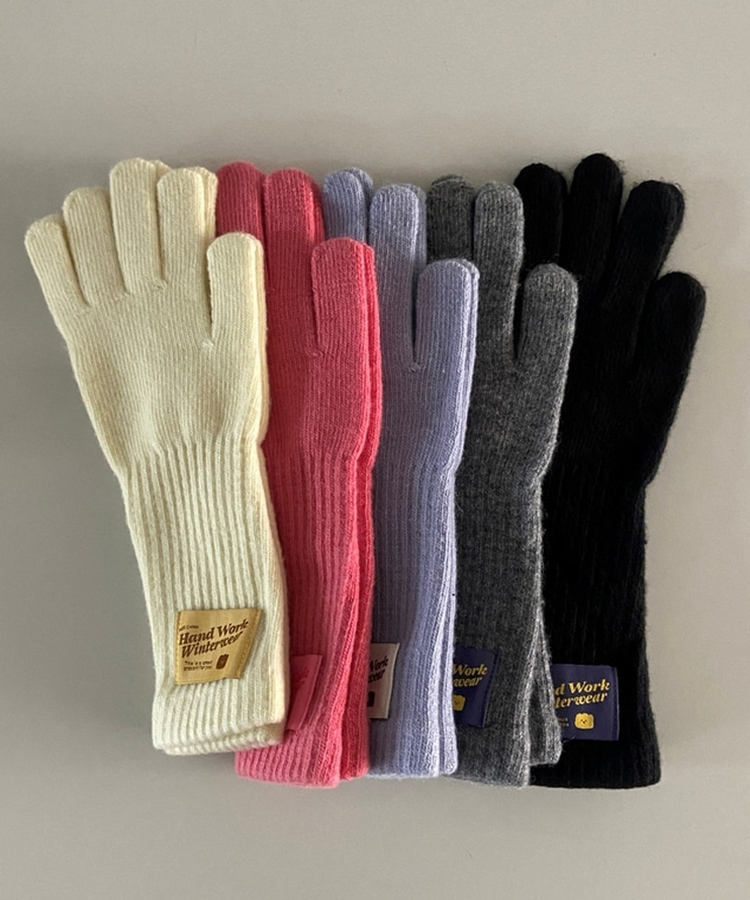 フィンガーホールニットロング手袋(5color)